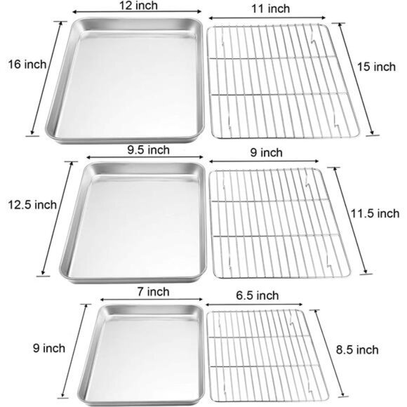 TeamFar Baking Sheet with Rack Set, Stainless Steel Cookie Sheet Baking Pans - Picture 2 of 7